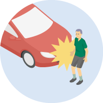 四輪車と歩行者の事故