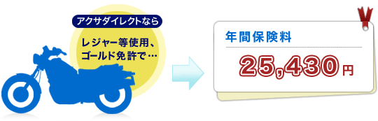 アクサダイレクトなら レジャー等使用、ゴールド免許で… 年間保険料25,430円