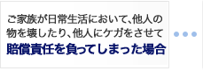 ご家族が日常生活において、他人の物を壊したり、他人にケガをさせて賠償責任を負ってしまった場合