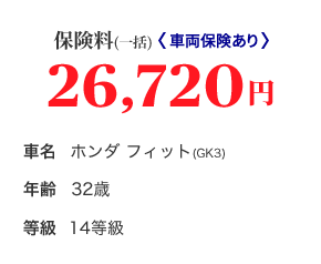 �ی����i�ꊇ�j���ԗ��ی����聄 26,720�~ �Ԗ� �z���_ �t�B�b�g(GK3) �N�� 32�� ���� 14����