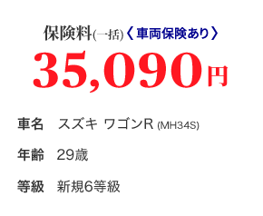 �ی����i�ꊇ�j���ԗ��ی����聄 35,090�~ �Ԗ� �X�Y�L ���S��R (MH34S) �N�� 29�� ���� �V�K6����