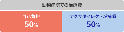 動物病院での治療費 自己負担50% アクサダイレクトが補償 50%