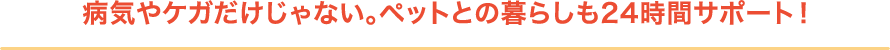 病気やケガだけじゃない。ペットとの暮らしも24時間サポート！