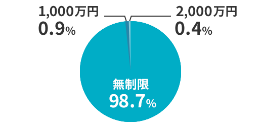 対物賠償保険の保険金額別契約割合 無制限 98.7% 1,000万円 0.9% 2,000万円 0.4%