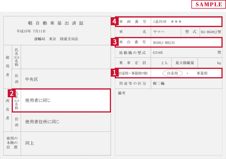 軽自動車届出済証