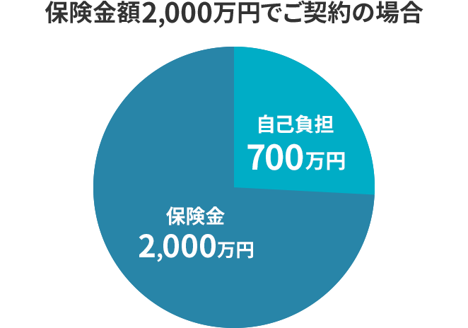 保険金額2,000万円でご契約の場合　自己負担700万円　保険金2,000万円