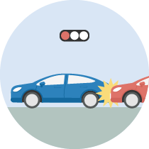 前方不注意により赤信号で停止中の車に追突（自分の過失割合が100％の事故）