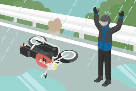 雨対策は万全！それでもバイクで事故を起こしてしまったら……。