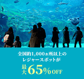 全国1,000ヵ所以上のレジャースポットが最大65%OFF