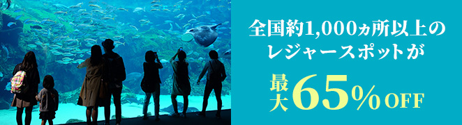 全国1,000ヵ所以上のレジャースポットが最大65%OFF