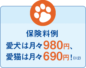 保険料例　愛犬は月々980円、愛猫は月々690円！（※2）